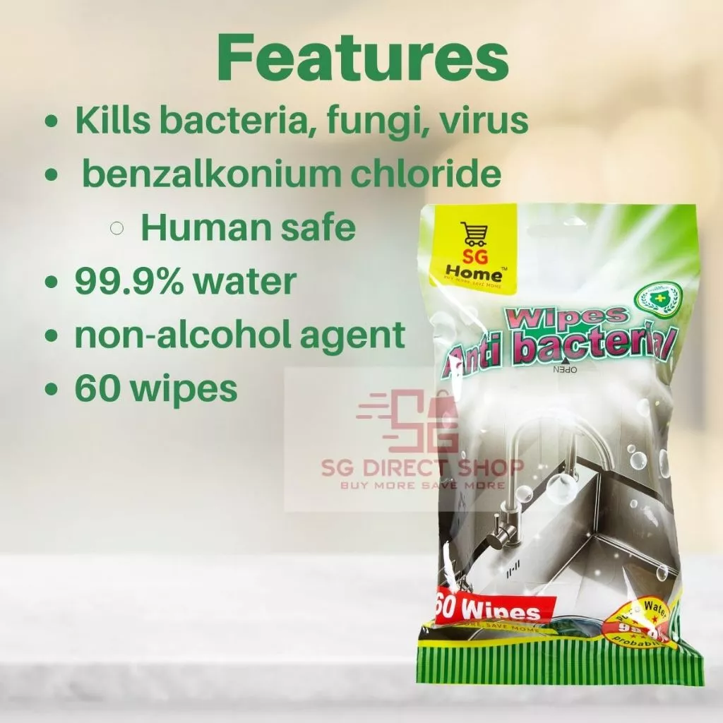 60 sheet Antibacterial Wet Wipes